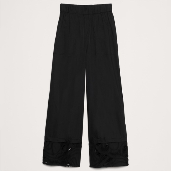 NWT! BR High-Rise Wide-Leg Embroidered Cotton Poplin Cropped Pant - Multiple🧡💫 - Picture 4 of 6